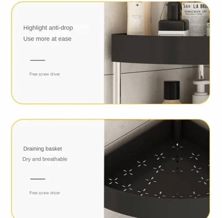 Triangle Shape Bathroom Corner, Large-Capacity Organizer Shelves, 2 Layer Storage Rack Triangle Shape Bathroom Corner, Large-Capacity Organizer Shelves, 2 Layer Storage Rack